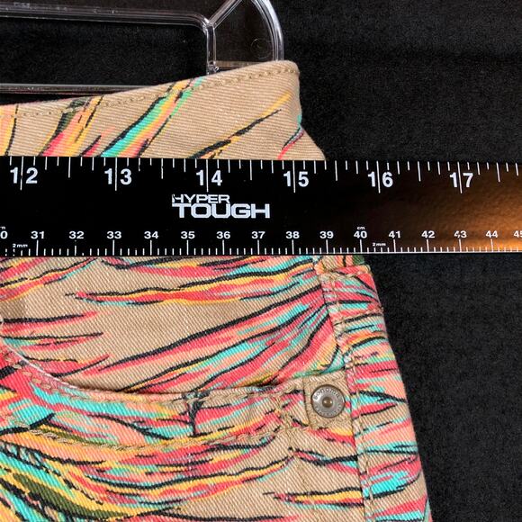 Sonoma Womens Shorts Tan Colorful Palm Print Mid Rise Cotton Blend Stretch 4P - Picture 3 of 7